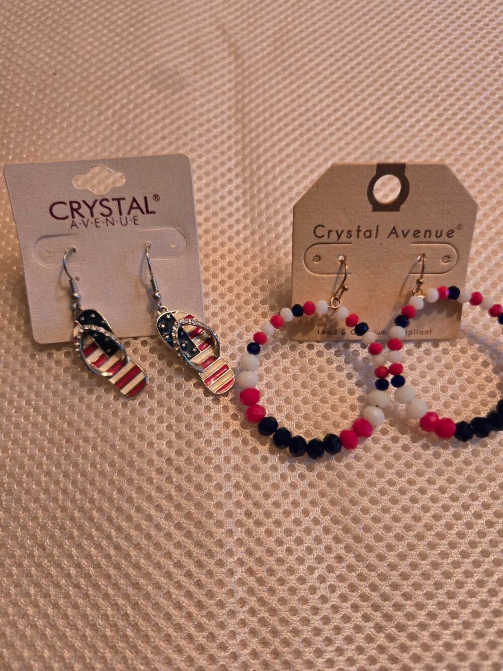 2 pairs of red, wite, blue earrings great for Memorial Day or 4th of July